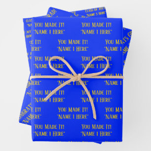 Hoja De Papel De Regalo Graduación personalizada Deseos Elegantes Amarillo