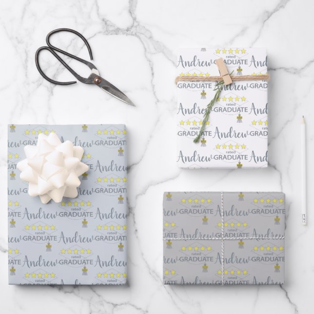 Hoja De Papel De Regalo Graduado con 5 estrellas (Anverso)