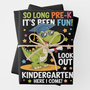 Hoja De Papel De Regalo Graduado de Pre K Kinder Dinosaurio T Rex