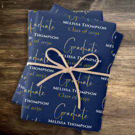 Hoja De Papel De Regalo Graduado Grad Oro Caligrafía Script Moderno