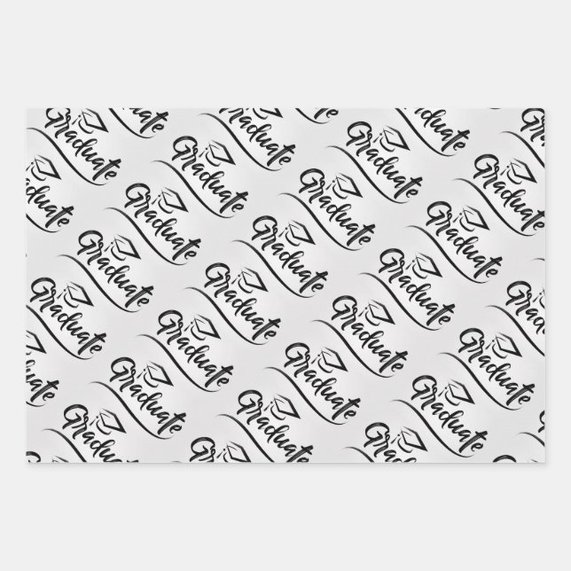 Hoja De Papel De Regalo Graduation Wrapping Paper Set – Script “Graduate”  (Anverso)
