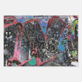 Hoja De Papel De Regalo Graffiti Rojo Negro Letras Urban Street Wall Art