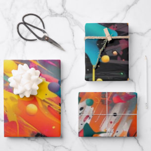 Hoja De Papel De Regalo Grafiti de salpicaduras de caos vívido