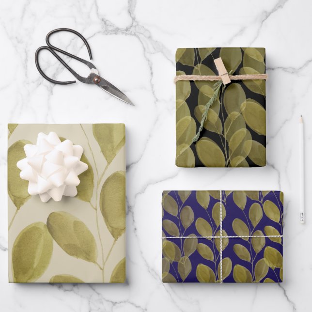 Hoja De Papel De Regalo Gran acuarela verde (Anverso)