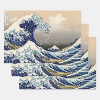 Hoja De Papel De Regalo Gran Ola frente a Kanagawa y Monte Fuji Mar de Jap