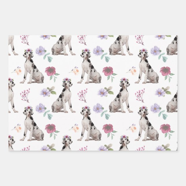 Hoja De Papel De Regalo Gran ventilador de perro de danés, hombres mujeres (Anverso)