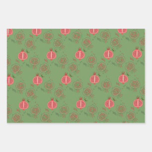 Hoja De Papel De Regalo Granadas rosas y verdes