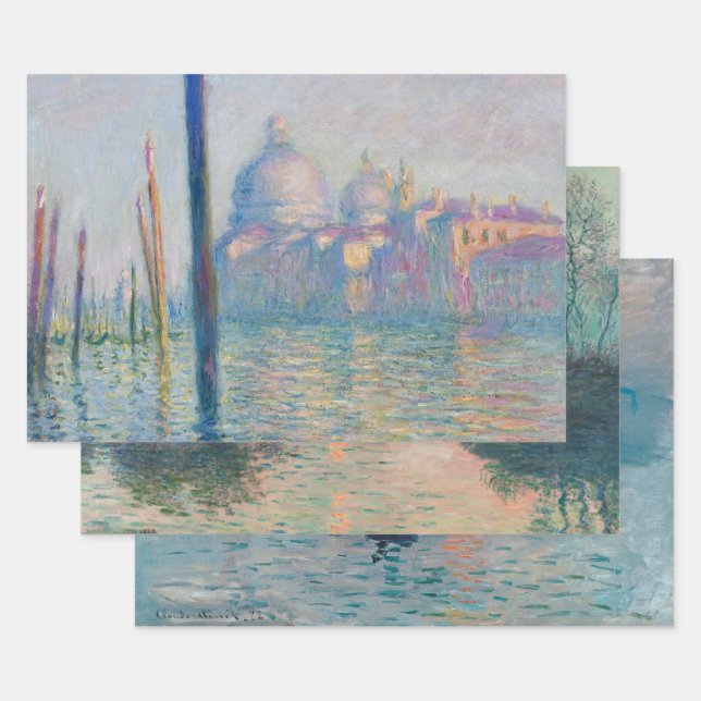 Hoja De Papel De Regalo Grand Canal Monet Venice Italy Classic Painting (Set)