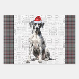 Hoja De Papel De Regalo Grandes Navidades de danés Perro Rojo Gris Placa