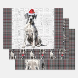 Hoja De Papel De Regalo Grandes Navidades de danés Perro Rojo Gris Placa