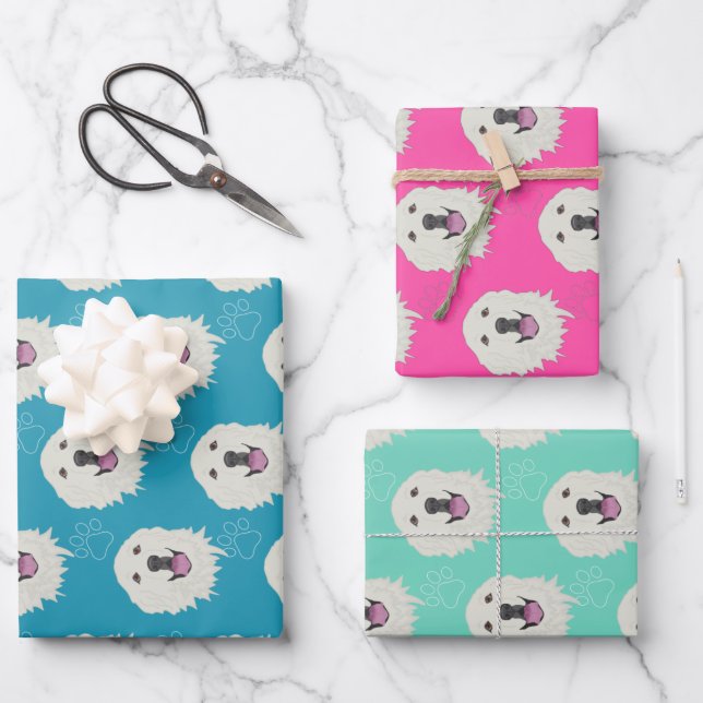 Hoja De Papel De Regalo Grandes Pirineos  (Anverso)