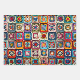 Hoja De Papel De Regalo Granny Square Crocheted Quilt