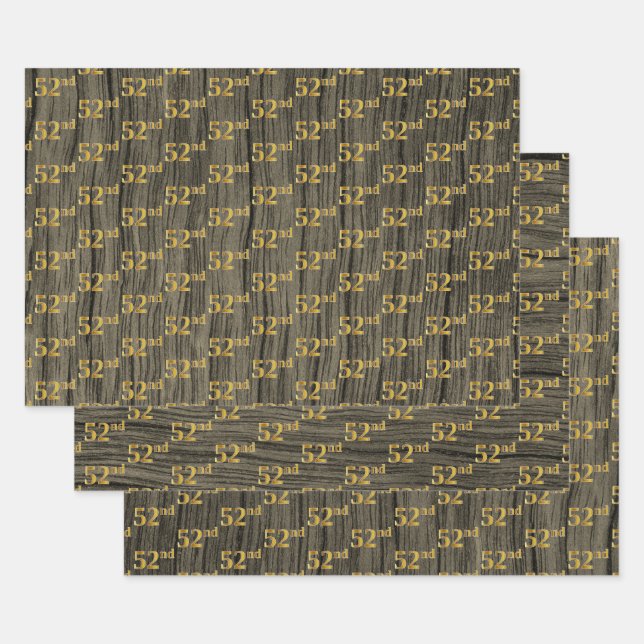 Hoja De Papel De Regalo Grano de madera de imitación Rústica, elegante Fau (Set)