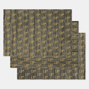Hoja De Papel De Regalo Grano de madera de imitación Rústica, elegante oro