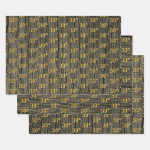 Hoja De Papel De Regalo Grano de madera de imitación Rústica, elegante oro
