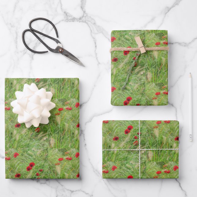 Hoja De Papel De Regalo Grasas verdes con baldosas florales artificiales  (Anverso)
