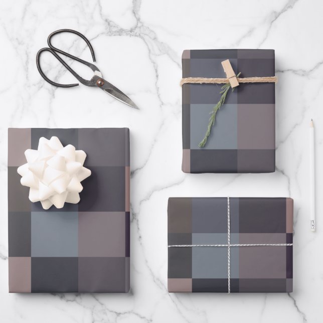 Hoja De Papel De Regalo Gray Color Checkerboard (Anverso)