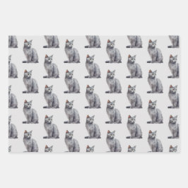 Hoja De Papel De Regalo Gray Kitty Cats