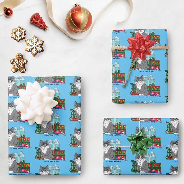Hoja De Papel De Regalo Gray White Navidades Kitten (Subido por el creador)