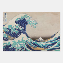 Hoja De Papel De Regalo GREAT WAVE JAPONÉS WOODBLOCK GIFT WRAP Sheet Set