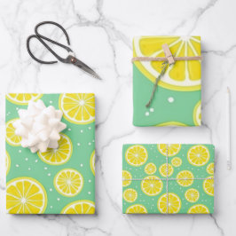 Hoja De Papel De Regalo Green and Yellow Lemon Pattern