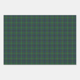 Hoja De Papel De Regalo Green Blue Orange Plaid Tartan