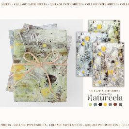 Hoja De Papel De Regalo Green Brown Gray Abstract Collage