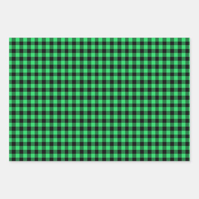 Hoja De Papel De Regalo Green Buffalo Plaid (Anverso)