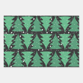 Hoja De Papel De Regalo Green Christmas Tree Boho Lights