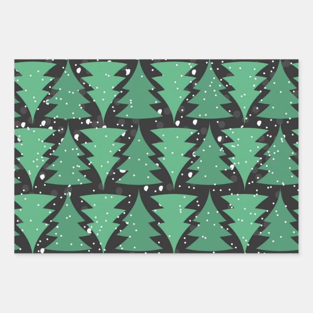 Hoja De Papel De Regalo Green Christmas Tree Boho Lights (Anverso)