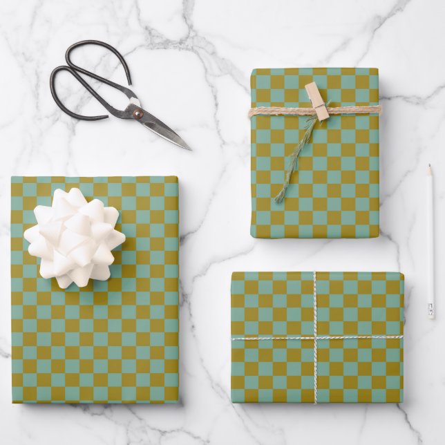 Hoja De Papel De Regalo Green clásico, Khaki Plaid (Anverso)