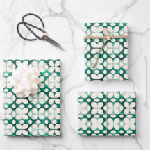 Green Geometric Retro Pattern Wrapping Paper