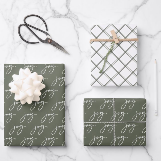 Hoja De Papel De Regalo Green Joy Holiday (Anverso)