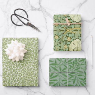 Hoja De Papel De Regalo Green Leaks Vintage Morris Patterns Oak Willow