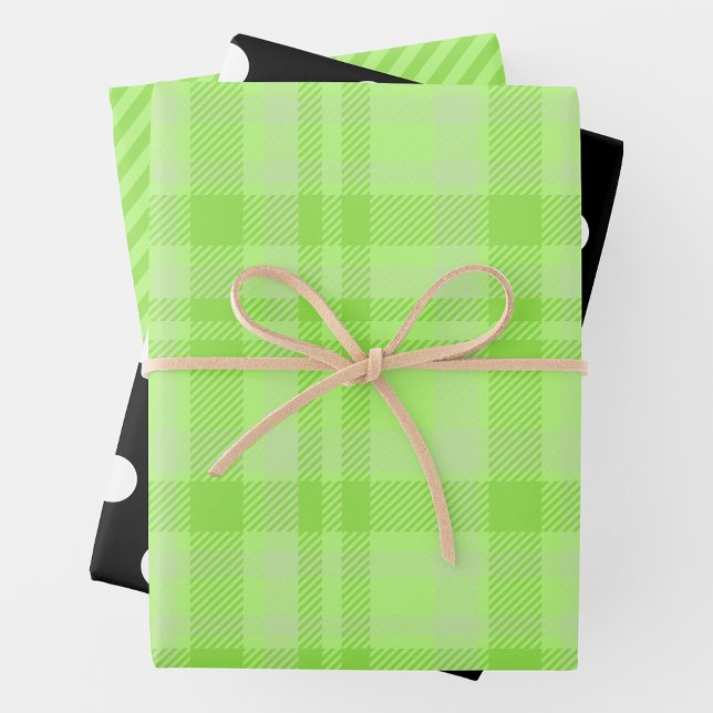 Hoja De Papel De Regalo Green Plaid, Black & White (Subido por el creador)