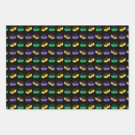 HOJA DE PAPEL DE REGALO GREEN PURPLE YELLOW MARDI GRAS THEMES