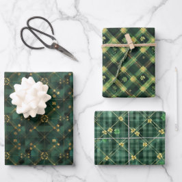 Hoja De Papel De Regalo Green St. Patrick Tartan Plaid set 1