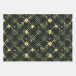 Hoja De Papel De Regalo Green St. Patrick Tartan Plaid set 2