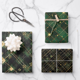 Hoja De Papel De Regalo Green St. Patrick Tartan Plaid set 2