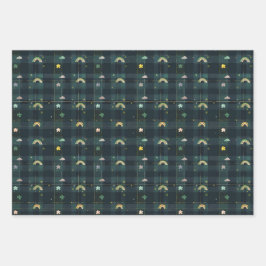 Hoja De Papel De Regalo Green St. Patrick Tartan Plaid set 6