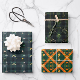 Hoja De Papel De Regalo Green St. Patrick Tartan Plaid set 6