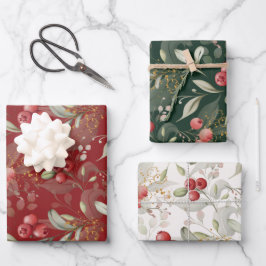 Hoja De Papel De Regalo Greenery Berries Navidades tradicionales