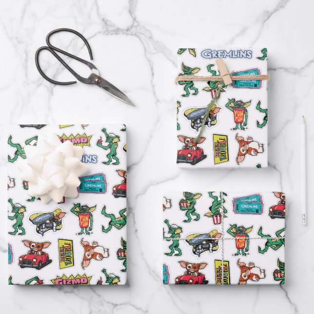 Hoja De Papel De Regalo Gremlins™ Sticker Fun Pattern (Anverso)