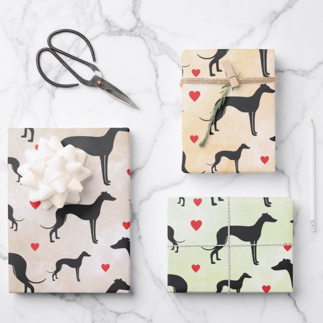 Hoja De Papel De Regalo Greyhound Love (Anverso)
