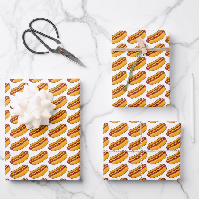 Hoja De Papel De Regalo Grilled Hot Dog Pattern (Anverso)