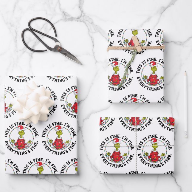 Hoja De Papel De Regalo Grinch | Everything's Fine (Anverso)