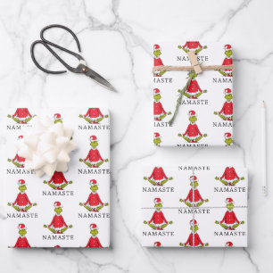 Hoja De Papel De Regalo Grinch Namasté Claus