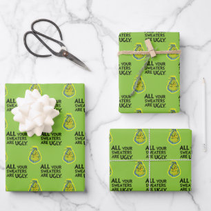 Hoja De Papel De Regalo Grinch Sarcástico   Todos Tus Suéteres Son Feos