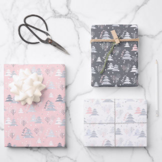 Hoja De Papel De Regalo gris blanco rosa plateado navidad simple elegante