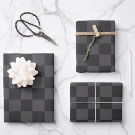 Hoja De Papel De Regalo Gris Checkerboard